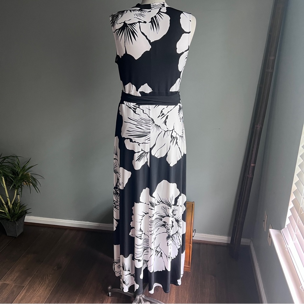 New York & Company stretch black and white floral print maxi dress size small - Picture 8 of 10